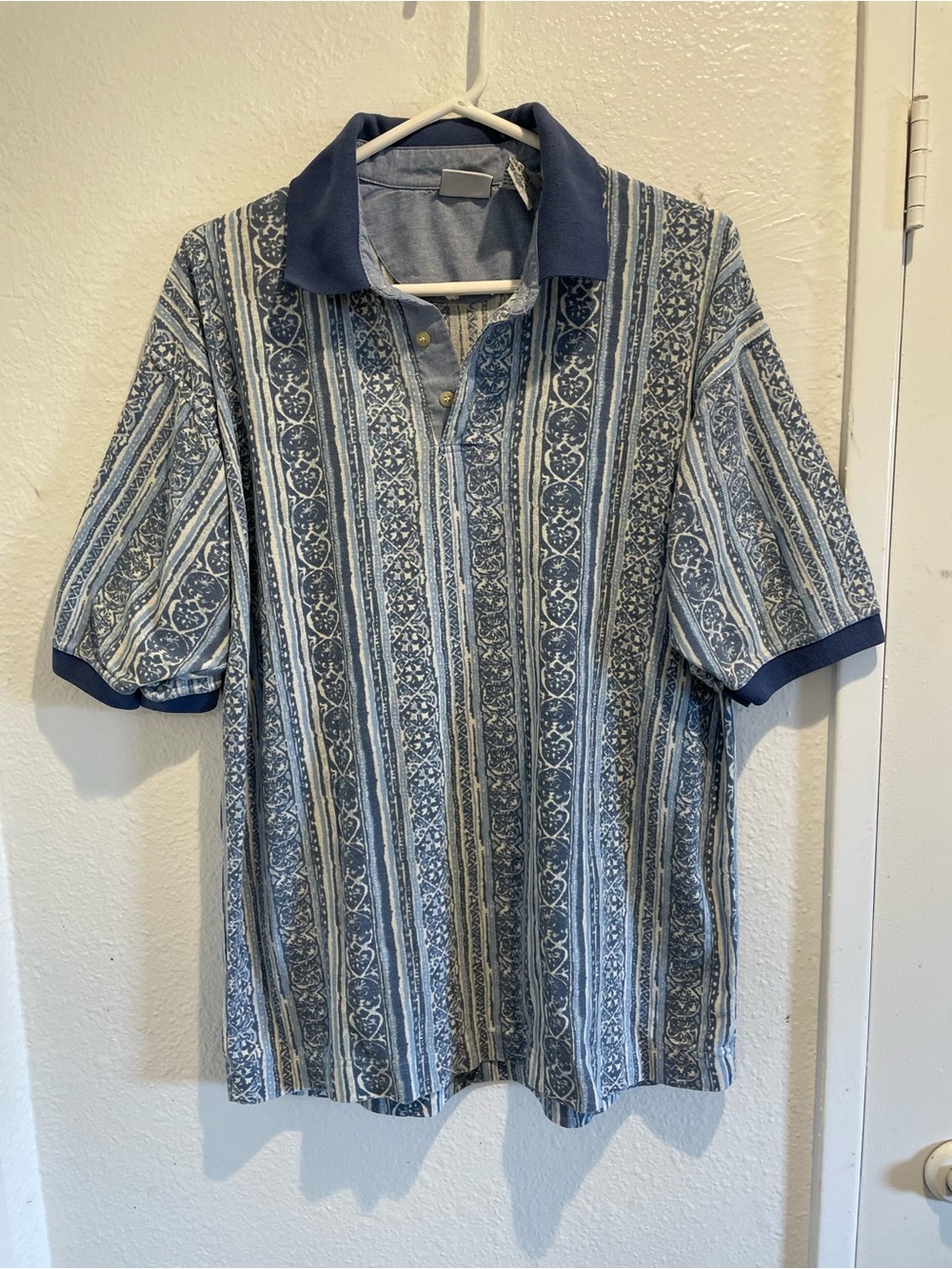 💠 Vintage 90s Bugle Boy Geometric Polo Shirt Men's XL